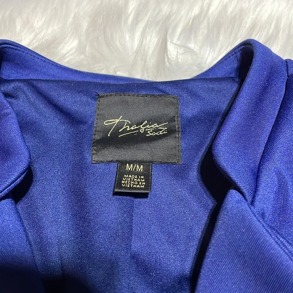Thalia Sodi Royal Blue Double Breated Cropped Jacket Gold Zippers -M-#0089 - Picture 5 of 12